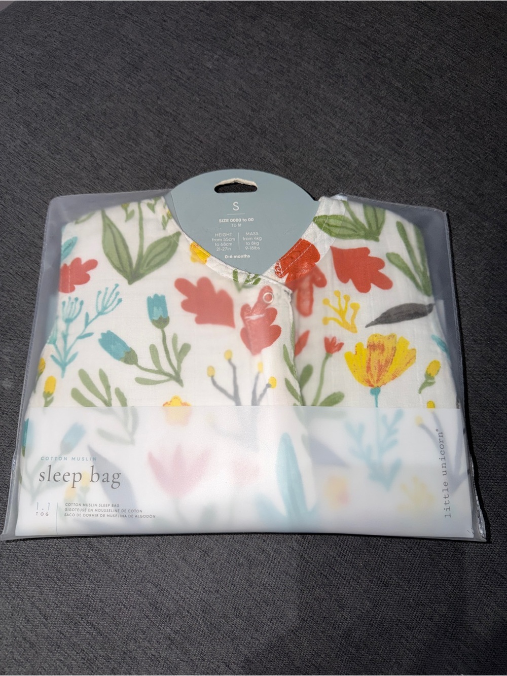 Floral Cotton Muslin Sleep Bag - Little Unicorn brand Print